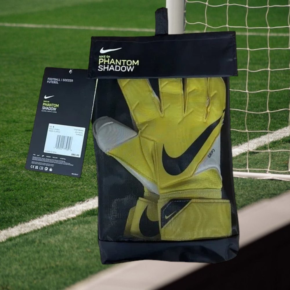 Nike GK Phantom Shadow CN6758-845 Goalie Soccer Gloves Yellow Adult Size 8 New